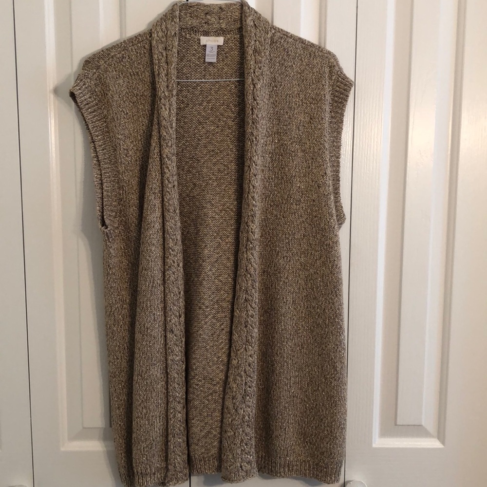 Chicos size 3 gold shimmering sweater vest EUC